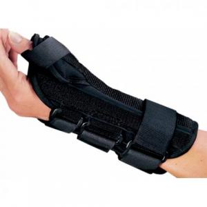 ComfortFORM™ Wrist with Abducted Thumb - Durable lightweight Lycra Fabric lined for breathability and comfort. Dual aluminum stays support palmar surface of wrist and extensor surface of thumb. Stays can be adjusted for proper angulation. Contact closure straps. Ideal for wrist sprains, strains, scaphoid injuries, Carpal Tunnel Syndrome, Gamekeeper's thumb, and deQuervain's Syndrome symptoms. all The Comfort Zone Mobility Aids & Spas for Pricing 250 724 4477 or email info@albernicomfortzone.com
