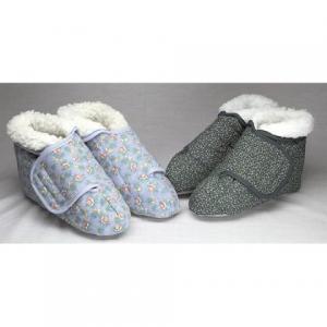 Mens & Ladies slippers with extra large openings for swollen feet. Non slip material on the bottom. Available at The Comfort Zone Mobility Aids & Spas in Port Alberni, Vancouver Island BC. Call 250 724 4477 or email info@albernicomfortzone.com