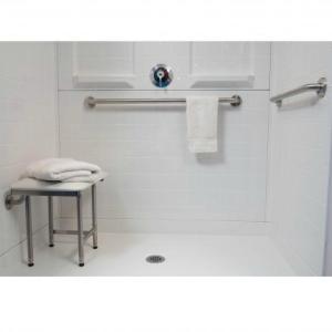 Roll in Shower Kits with full backing  are available through The Comfort Zone Mobility Aids & Spas in Port Alberni, Vancouver Island, BC. Call for information 250 724 4477 or email info@albernicomfortzone.com