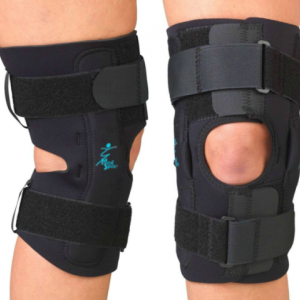 The Gripper. LCL or MCL sprains, Lateral or medial instability, Limit hyperextension. Straps are made of high tension elastic that allows for numerous applications without fraying or losing closure strength.  Metal hinge pockets are reinforced on the inside with ballistic nylon material at wear points to prevent hinge from wearing through the pocket. The CoolFlex version is breathable and hypoallergenic. Available at The Comfort Zone Mobility Aids & Spas in Port Alberni, Vancouver Island, BC