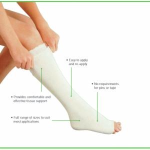 Tubigrip® - Tubular bandage provides  effective tissue support with freedom of movement, distributing pressure evenly over the surface. Use in the treatment of strains and sprains, soft tissue injuries, general edema, post- burn scarring and ribcage injuries. With a full range of sizes, it’s easy use, as it requires no pins or tape. It is cold-water washable and reusable. Purchase by the foot/box. Call The Comfort Zone Mobility Aids & Spas for information and pricing 250 724 4477 or email info@albernicomfor