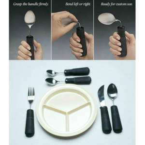 Good grips large handle cutlery are easy to grip and heads are bendable from left to right so you can customize it. Available through The Comfort Zone Mobility Aids & Spas in Port Alberni, Vancouver Island, BC. Call for information and pricing 250 724 4477 or email info@albernicomfortzone.com