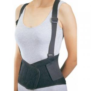 Industrial Back Support - 8" black, mesh back support with contact closures. Double-pull elastic compression suspenders. Choice between sewn-on or optional attachable shoulder suspension straps. Ideal for helping to prevent and protect back injuries. Call The Comfort Zone Mobility Aids & Spas for Pricing 250 724 4477 or email info@albernicomfortzone.com