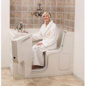 Outswing door on walk in bathtub at The Comfort Zone Mobility Aids & Spas in Port Alberni, Vancouver Island, BC